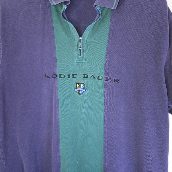 Vintage EBTEK Eddie Bauer Navy‎ Green Logo Mens Polo Shirt M - Picture 1 of 9